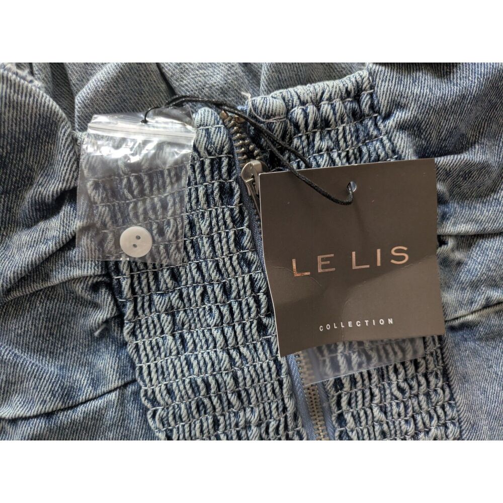 NWT Le Lis Denim Distressed Shirred Back Cropped Tank Top Sz M - Picture 5 of 8